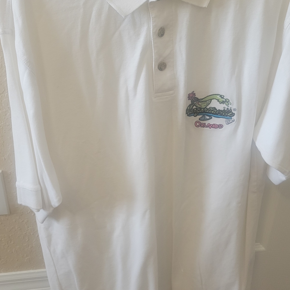 Jimmy Buffett Margaritaville Orlando White Polo Shirt 2XL Embroidered Logo